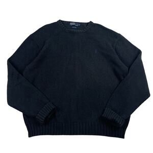Polo Ralph Lauren Vintage Black W/ Purple Pony Logo Thick Knit Sweater Size XL
